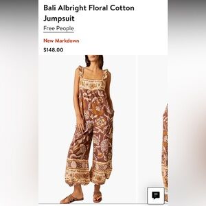 Free people Bali boho jumpsuit